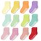 CozyWay Kids Non-Slip Crew Grip Socks - Non-Slip Safety Grip & Childrens Socks - 7-9 Years, Multicolor - Pack of 12